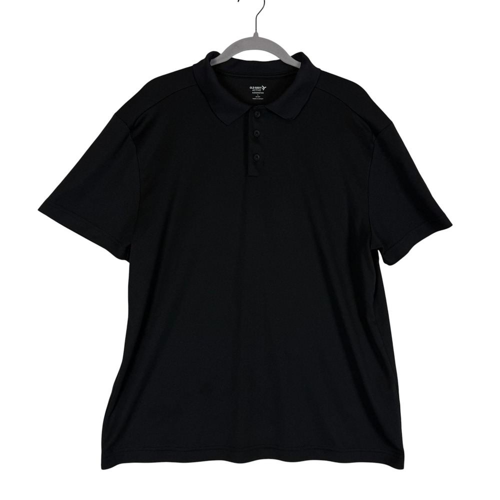 Old Navy Polo Shirt Mens Large Black Solid‎ CloudMotion Go-Dry Stretch Active